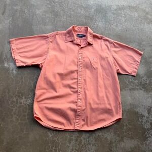 Vintage 90's polo Ralph Lauren pink short sleeve button up shirt heavy cotton Xl
